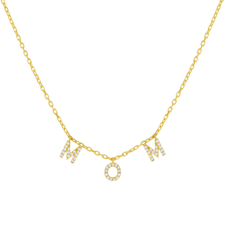 Gold Mini Pavé Mom Necklace - Adina Eden's Jewels