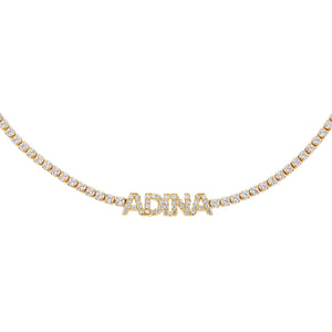 Gold Mini Nameplate Tennis Choker - Adina Eden's Jewels