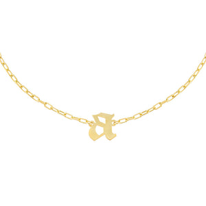 Gold / F Gothic Initial Link Choker - Adina Eden's Jewels