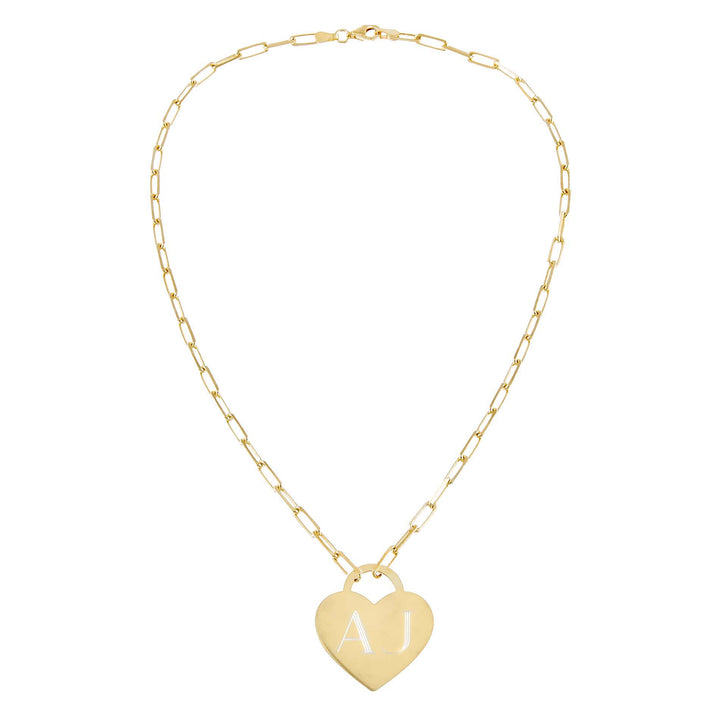  Engravable Heart Link Necklace - Adina Eden's Jewels