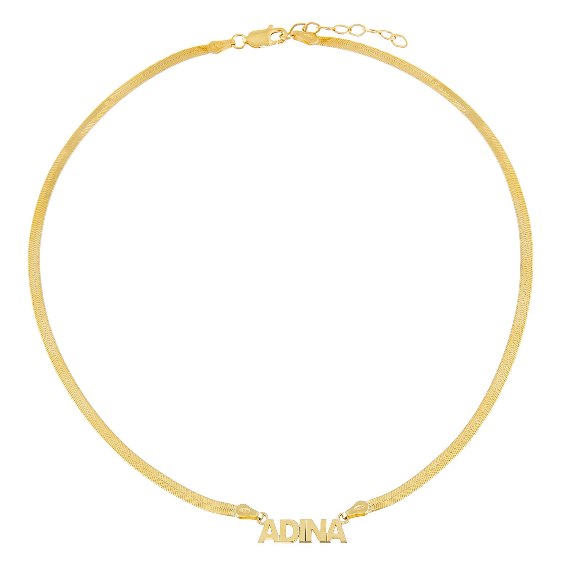 Herringbone necklace with name plate deals