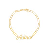 Gold Solid Script Name Paperclip Bracelet - Adina Eden's Jewels