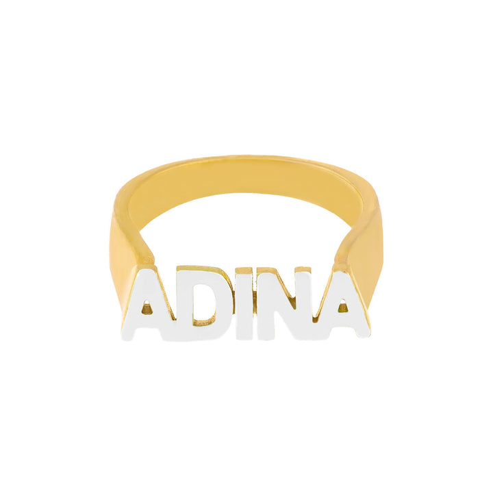  Enamel Block Letter Nameplate Ring - Adina Eden's Jewels