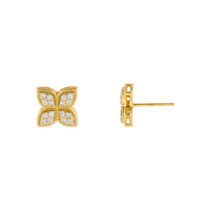Gold CZ Flower Stud Earring - Adina Eden's Jewels