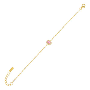 Sapphire Pink CZ Pink Illusion Baguette Bracelet - Adina Eden's Jewels