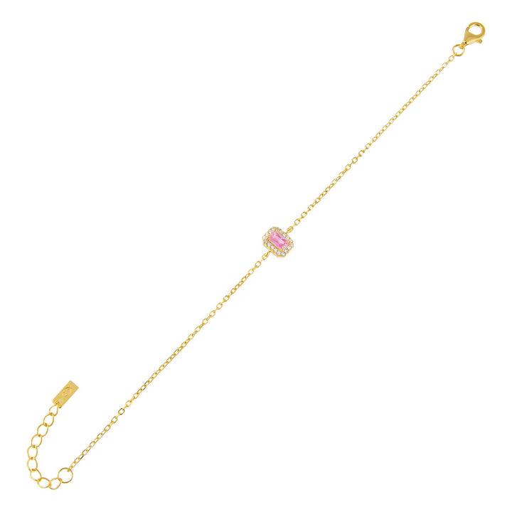 Sapphire Pink CZ Pink Illusion Baguette Bracelet - Adina Eden's Jewels