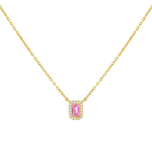 Sapphire Pink CZ Pink Illusion Baguette Necklace - Adina Eden's Jewels