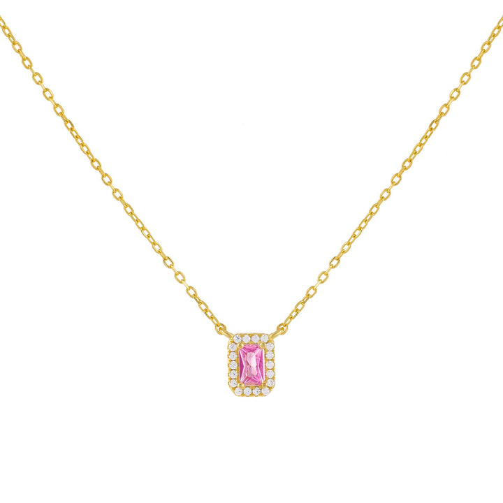 Sapphire Pink CZ Pink Illusion Baguette Necklace - Adina Eden's Jewels