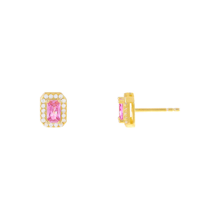 Sapphire Pink CZ Pink Illusion Baguette Stud Earring - Adina Eden's Jewels