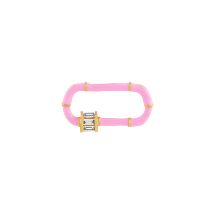Sapphire Pink Enamel Baguette Toggle Charm - Adina Eden's Jewels