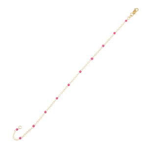  Beaded Enamel Chain Bracelet 14K - Adina Eden's Jewels