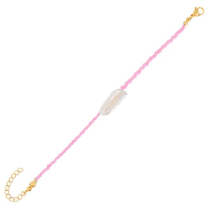 Sapphire Pink Pink Baroque Pearl Beaded Bracelet - Adina Eden's Jewels