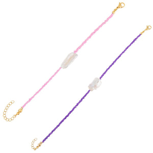  2 Piece Baroque Bead Anklet Combo Set - Adina Eden's Jewels