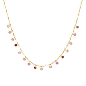 Multi Pinks Ombré Colored Stone Chain Necklace - Adina Eden's Jewels