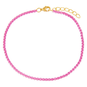 Sapphire Pink Pink Enamel Rope Chain Anklet - Adina Eden's Jewels