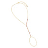 Sapphire Pink Bezel Hand Chain Bracelet - Adina Eden's Jewels