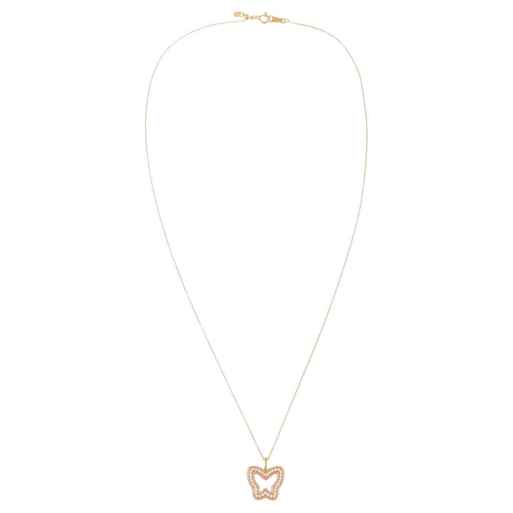  Diamond Enamel Butterfly Necklace 14K - Adina Eden's Jewels
