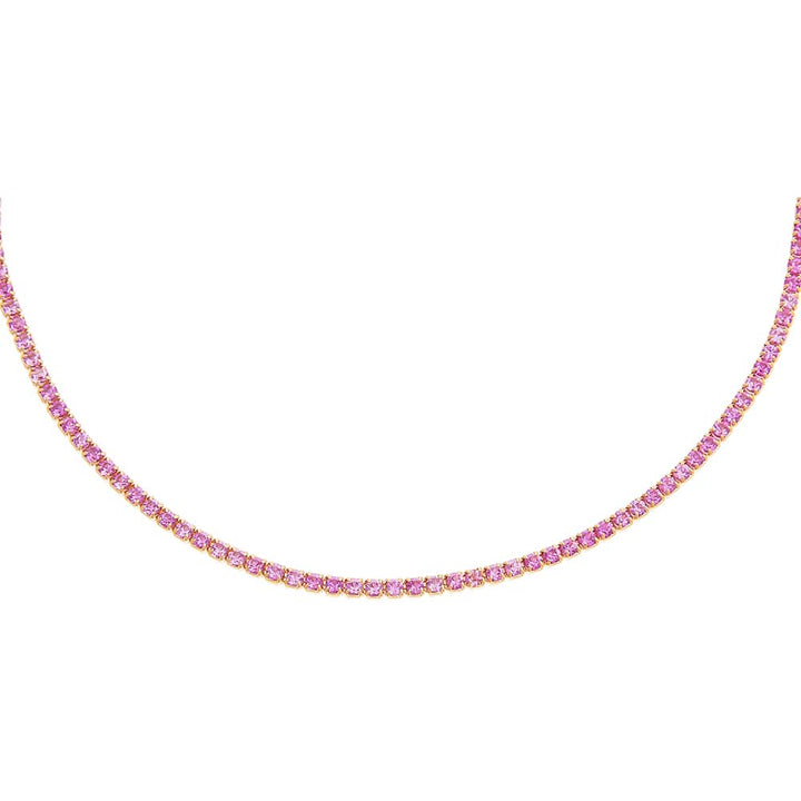 Sapphire Pink / 2 MM Thin Colored Tennis Choker - Adina Eden's Jewels