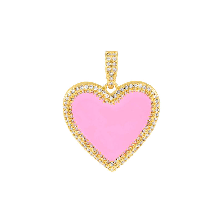 Sapphire Pink Pavé Enamel Heart Charm - Adina Eden's Jewels
