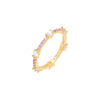 Sapphire Pink / 6 Colored Gemstone X CZ Thin Eternity Ring - Adina Eden's Jewels