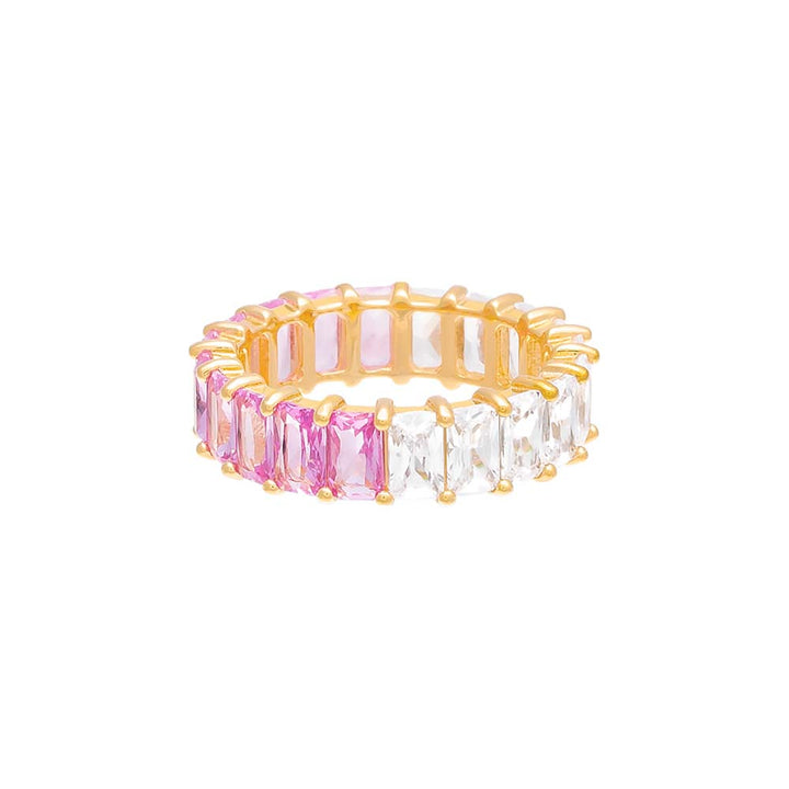  Sapphire Pink X CZ Baguette Eternity Ring - Adina Eden's Jewels