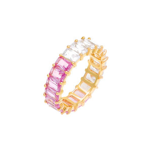 Sapphire Pink / 6 Sapphire Pink X CZ Baguette Eternity Ring - Adina Eden's Jewels