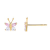 14K Gold CZ Pink Butterfly Stud Earring 14K - Adina Eden's Jewels