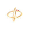 Sapphire Pink / 6 Colored Teardrop Criss Cross Ring - Adina Eden's Jewels