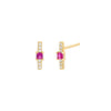Magenta Colored Mini Bezel Bar Stud Earring - Adina Eden's Jewels