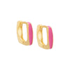 Pink / Pair Colored Enamel Square Huggie Earring - Adina Eden's Jewels