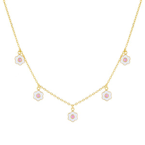 Sapphire Pink Enamel Pink Flower Necklace - Adina Eden's Jewels