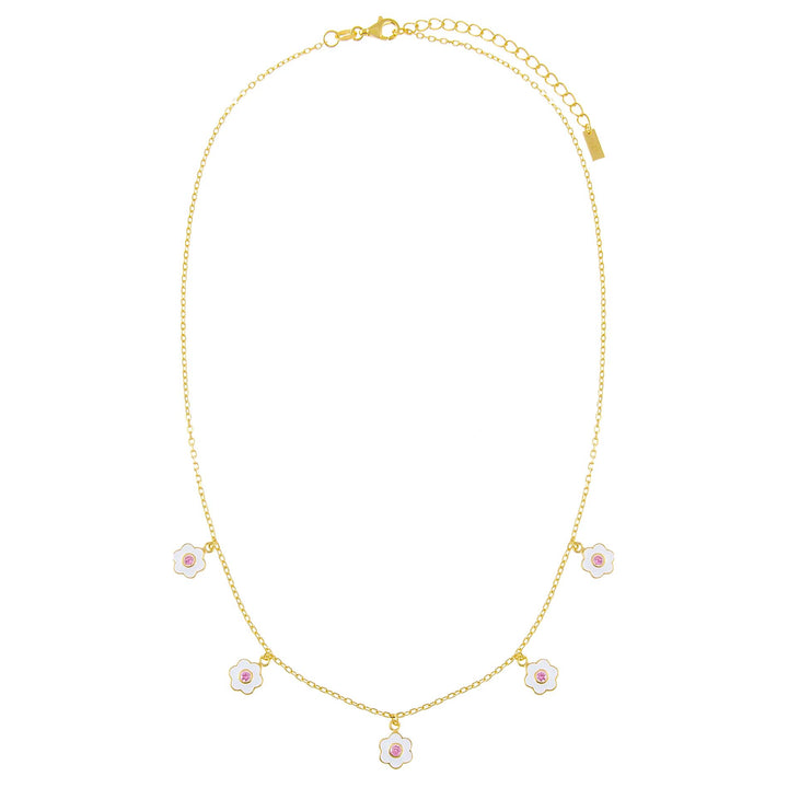  Enamel Pink Flower Necklace - Adina Eden's Jewels