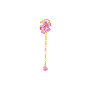  Colored Flower Chain Drop Ear Cuff - Adina Eden's Jewels