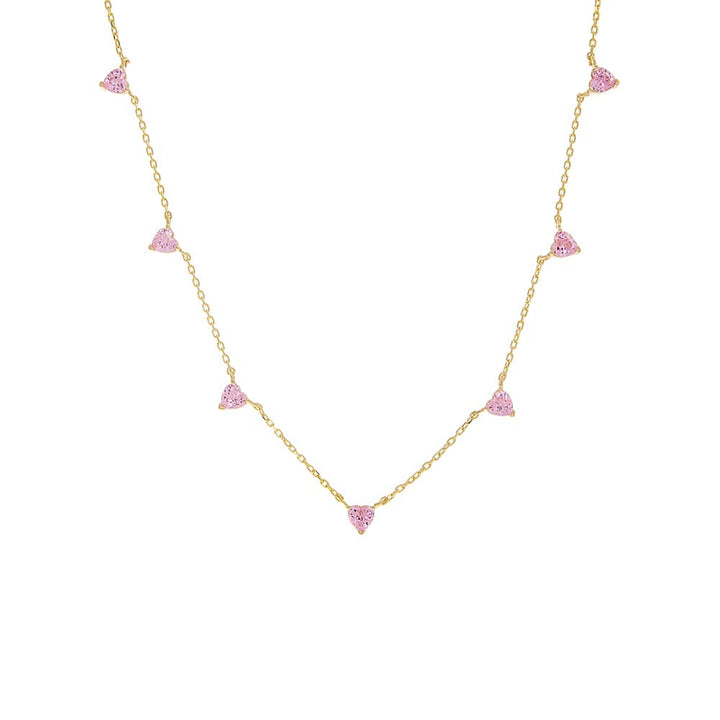 Dusty Pink Multi CZ Heart Necklace - Adina Eden's Jewels