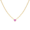 Sapphire Pink Pink Colored Bezel Heart Link Necklace - Adina Eden's Jewels