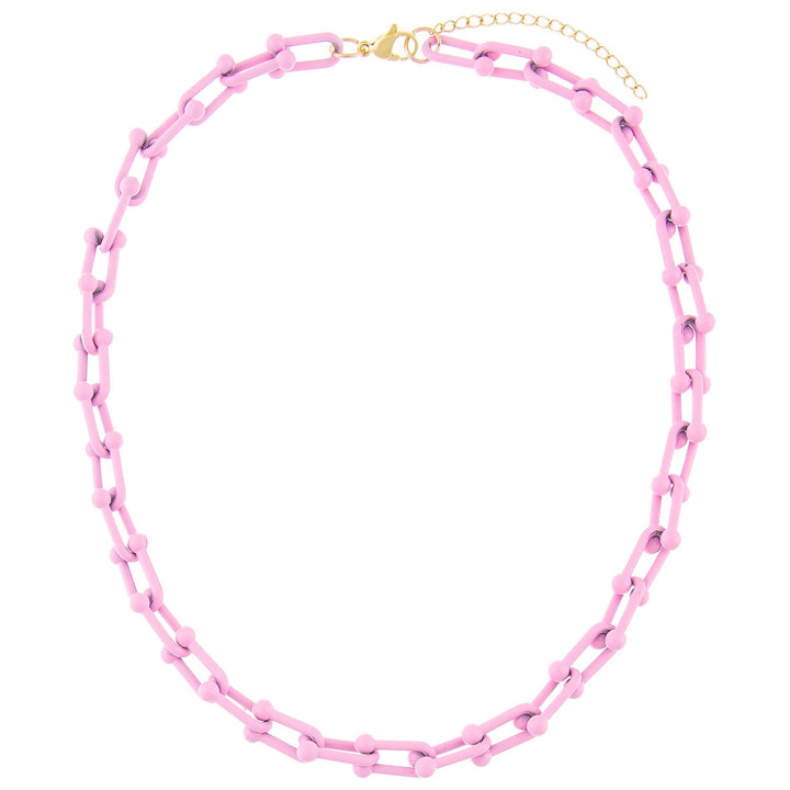  Pink Enamel U Chain Necklace - Adina Eden's Jewels