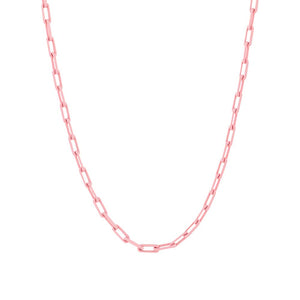 Pink Enamel Paperclip Necklace - Adina Eden's Jewels