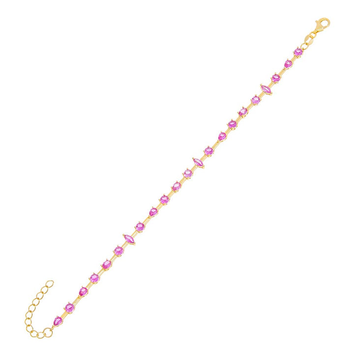 Sapphire Pink Multi Shape CZ Bracelet - Adina Eden's Jewels
