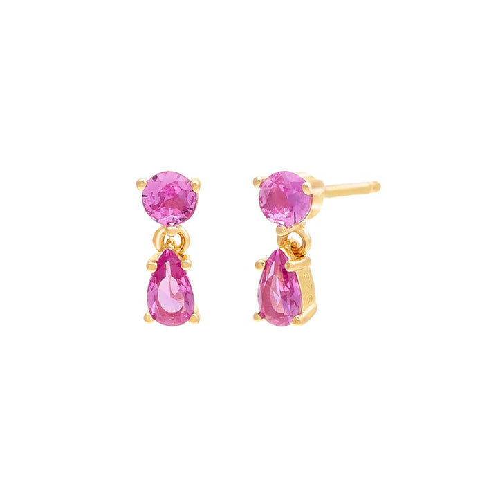 Sapphire Pink Colored Solitaire x Teardrop Stud Earring - Adina Eden's Jewels