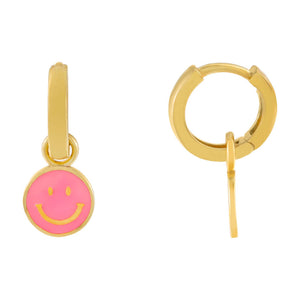  Enamel Smiley Face Huggie Earring - Adina Eden's Jewels