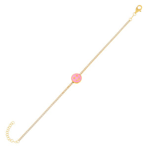 Neon Pink Neon Smiley Face Tennis Bracelet - Adina Eden's Jewels