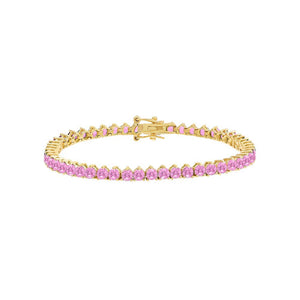 Sapphire Pink Summer Colored Three Prong Tennis Bracelet - Adina Eden's Jewels