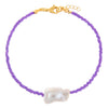 Lilac Baroque Pearl Color Beaded Anklet - Adina Eden's Jewels