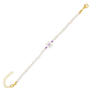 Lilac Pastel Daisy Beaded Bracelet - Adina Eden's Jewels