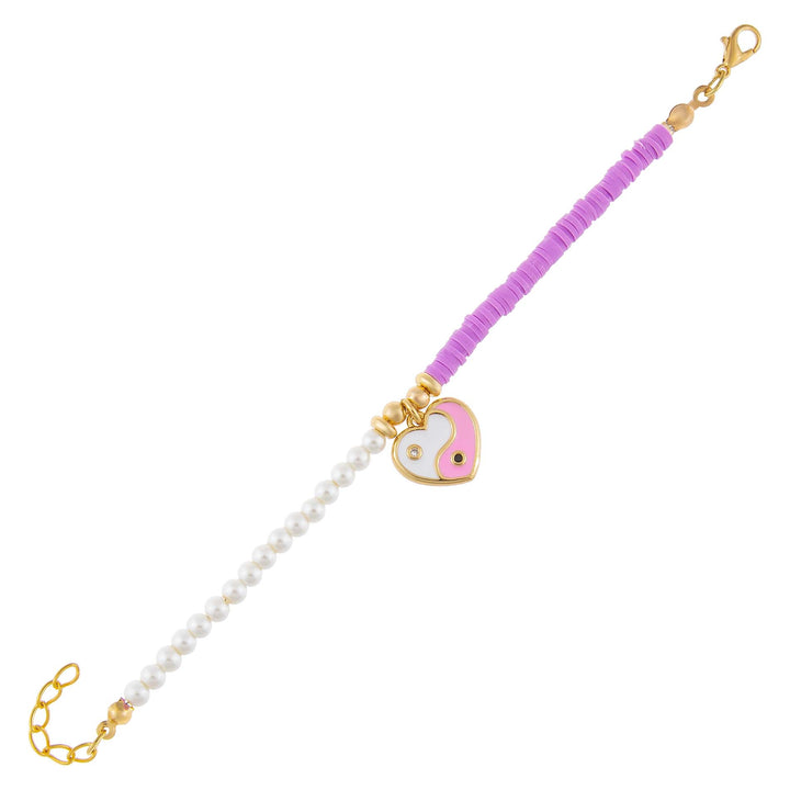Lilac Yin & Yang Heart Beaded Bracelet - Adina Eden's Jewels