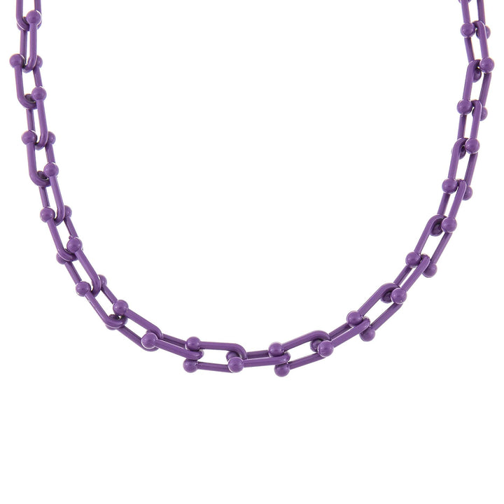 Purple Enamel U Chain Necklace - Adina Eden's Jewels