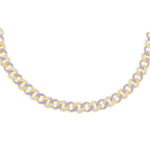 Lilac Pastel Enamel Chain Link Choker - Adina Eden's Jewels