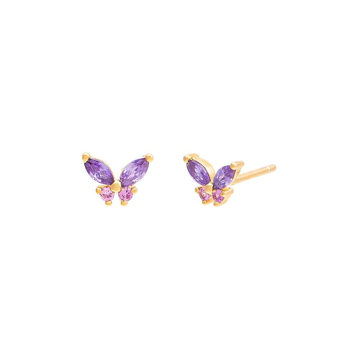 Gold Pastel Crystal Butterfly Stud Earring - Adina Eden's Jewels