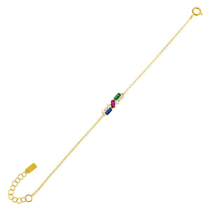 Multi-Color CZ Multi Color Baguette Bracelet - Adina Eden's Jewels