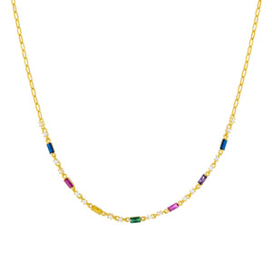 Multi-Color CZ Multi Color Baguette Choker - Adina Eden's Jewels
